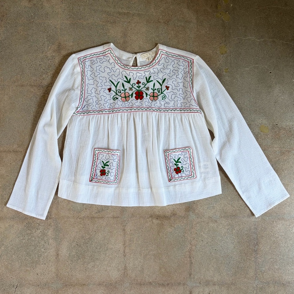 Suzie Kondi Kea Embroidered Cotton Gauze Blouse